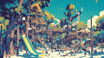 Enchanted Forest Playground |, Playground, treehouse, child HD wallpaper