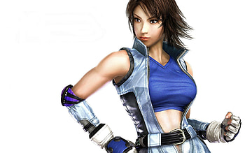 Asuka Kazama, brown eyes, games, white background, gloves, asuka, video games, brown hair, tekken, female HD wallpaper