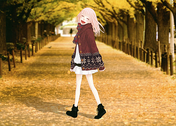 Megurin Luka, luka, anime, smile, autumn, happy, vocaloid, pink hair HD wallpaper