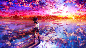 Anime Girl Walking Towards Light , anime-girl, anime, artist, artwork, digital-art HD wallpaper