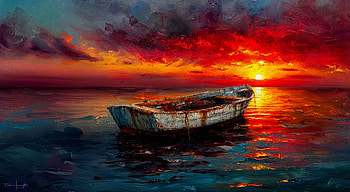 Vibrant Sunset Reflections: Artistic Painting, artistic, painting HD wallpaper