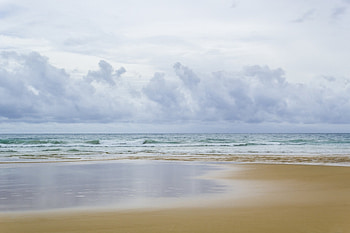 Beautiful Beach & Cloudy Seascape, Sand, Sea, Nature, Beaches, Ocean Waves, Clouds HD wallpaper