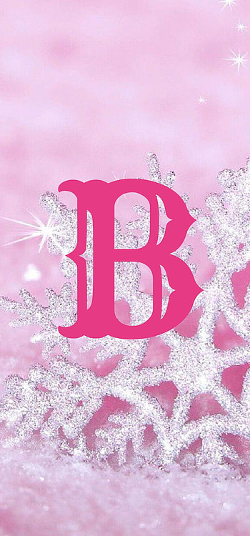 Letter B, snowflake, pink, lockscreen initials HD phone wallpaper