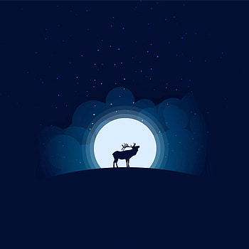 Art, Night, Moon, Vector, Dark, Deer HD phone wallpaper