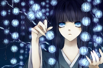 Evanescent, night, blue eyes, aoshiki, anime, long hair HD wallpaper
