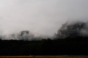 Nature, Fortress, Mountain, Forest, Fog HD wallpaper