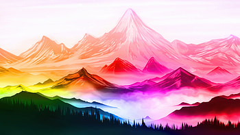 Colorful Nature Mountains Landscape Digital Art , colorful, mountains, artist, artwork, digital-art, deviantart HD wallpaper