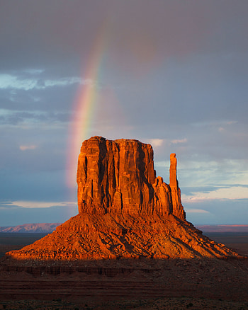 Cliff, mountains, landscape, rainbow, nature HD phone wallpaper