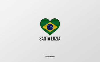 I Love Santa Luzia, Brazilian cities, Day of Santa Luzia, gray background, Santa Luzia, Brazil, Brazilian flag heart, favorite cities, Love Santa Luzia HD wallpaper