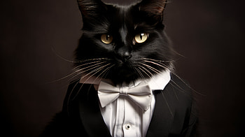 Black Cat in Tuxedo, Black Cat, Animal, cat HD wallpaper