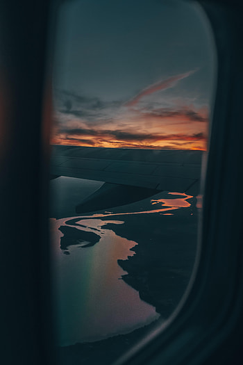 Sunset, Miscellanea, Miscellaneous, Window, Wing, Plane, Airplane, View HD phone wallpaper