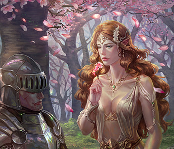 Cherry blossom elf, girl, spring, elf, pink, fantasy, sakura, xiaobotong, cherry blossom, luminos HD wallpaper