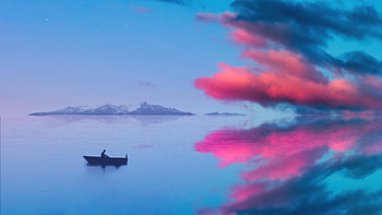 Sea Of Solitude, boat, fisherman, artist, artwork, digital-art HD wallpaper