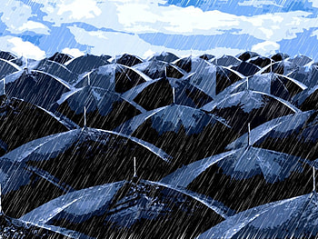 a gloomy day, black, umbrellas, gloomy, rain HD wallpaper