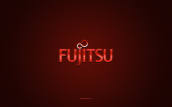 Fujitsu logo, red shiny logo, Fujitsumetal emblem, red carbon fiber texture, Fujitsu, brands, creative art, Fujitsu emblem HD wallpaper