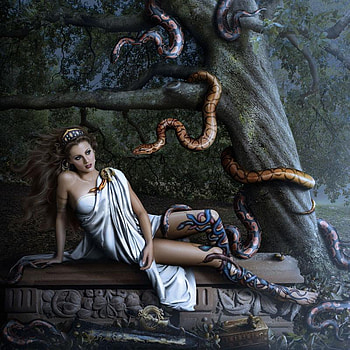The Sorcerous, graphy, fantasy, godess, saduse, queen, snakes HD wallpaper
