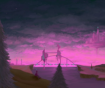 Sky, Art, Alien, Wood, Tree, Bridge, Fantastic HD wallpaper