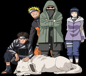 naruto and team 10, kiba, naruto, shino, hinata, akamaru HD wallpaper