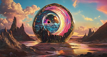 Portal Of Infinite Realities, artist, artwork, art, digital-art, ai, mountains, sky, dunes, deviantart HD wallpaper