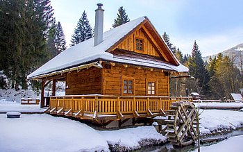 Watermill in Slovakia, winter, wooden, Slovakia, watermill HD wallpaper