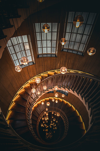 Miscellanea, Miscellaneous, Lamp, Illumination, Ladder, Stairs, Lighting, Lamps, Spiral Staircase, Caracole HD phone wallpaper