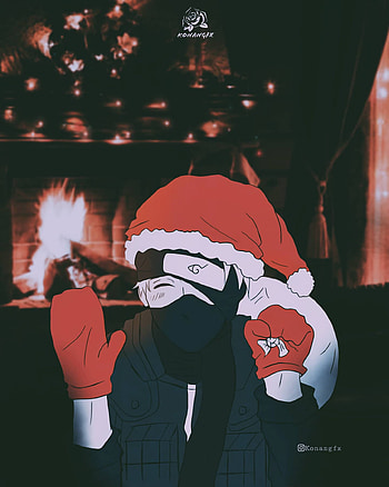 Kakashi Hatake, sasuke, sakura, kakashi , christmas, naruto shippuden, naruto christmas, kakashi santa, team 7, naruto anime, anime christmas, santa claus HD phone wallpaper
