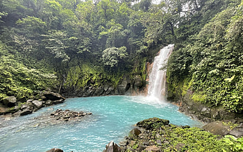 Rio Celeste, Costa Rica, river, plants, cascade, rocks HD wallpaper