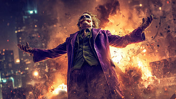 Joker Against All Evil, joker, supervillain, superheroes, heath-ledger, artwork, digital-art, ai HD wallpaper