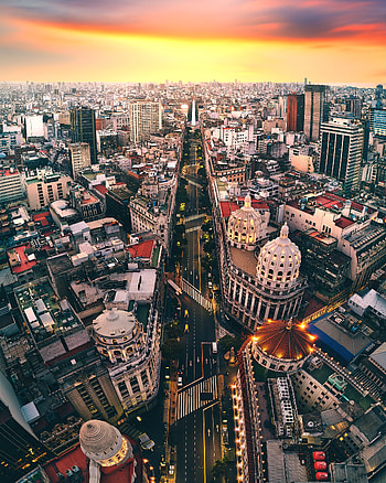 Cities, Sunset, Architecture, City, Building, Road HD phone wallpaper