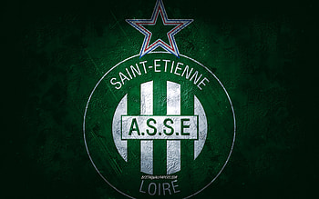 AS Saint-Etienne, French football team, green background, AS Saint-Etienne logo, grunge art, Ligue 1, France, football, AS Saint-Etienne emblem HD wallpaper