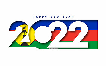 Happy New Year 2022 New Caledonia, white background, New Caledonia 2022, New Caledonia 2022 New Year, 2022 concepts, New Caledonia, Flag of New Caledonia HD wallpaper