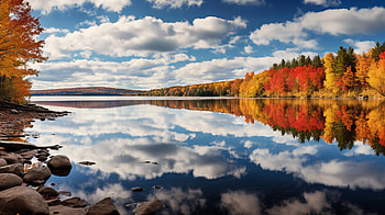 Serene Autumn Landscape with a Reflective Lake, landscape, lake, nature, fall HD wallpaper