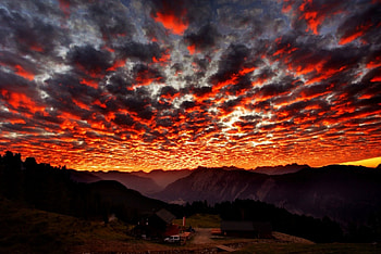 Amazing Sky, house, clouds, trees, sky, nature, mountains HD wallpaper