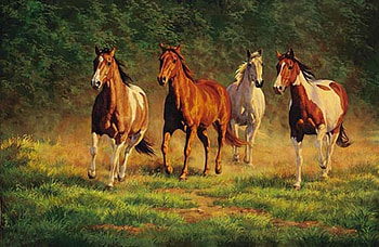 Vinicio Castillo * Caballos de Jarabacoa, animal, horse, painting, art, vinicio castillo, run HD wallpaper