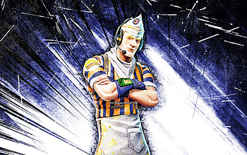 Grill Sergeant, grunge art, Fortnite Battle Royale, Fortnite characters, blue abstract rays, Grill Sergeant Skin, Fortnite, Grill Sergeant Fortnite HD wallpaper