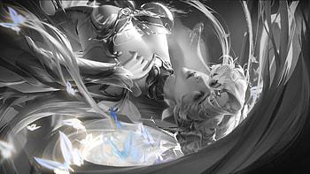 Princess Serenity, serenity, blue, black, frumusete, white, art, hongtutu, bw, gorgeous, girl, superb, fantasy, sailor moon, princess, upside down HD wallpaper