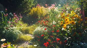Wild flower garden 4, garden, gardening, wildflower, sunlight HD wallpaper