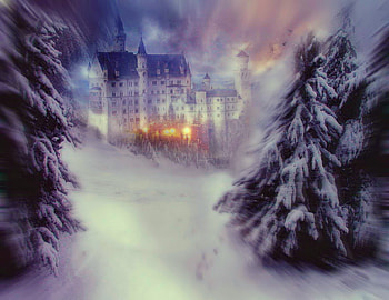 Winter winds, winter, wind, light, snow, house, trees, storm HD wallpaper