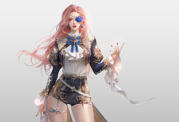 Fantasy girl, shumolly, pink, fantasy, hair, girl HD wallpaper