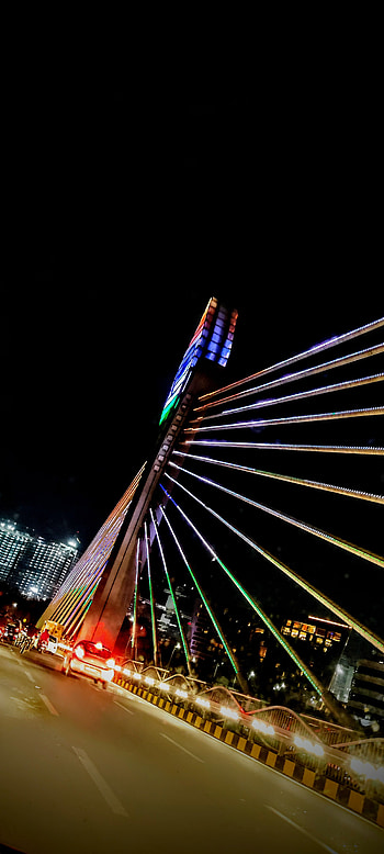 Cable bridge, metropolitan_area, street_light HD phone wallpaper