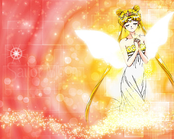 Neo Queen Serenity, anime girl, wing, anime, sailormoon, yellow, cute, girl, female HD wallpaper