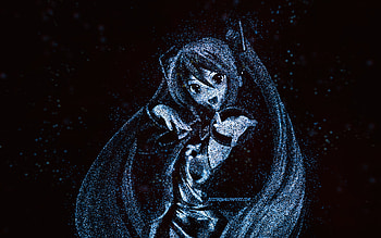 Hatsune Miku, Vocaloid, blue glitter art, Vocaloid characters, black background, anime characters, Hatsune Miku Vocaloid, Miku Hatsune HD wallpaper