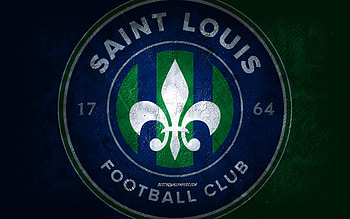 Saint Louis FC, American soccer team, blue background, Saint Louis FC logo, grunge art, USL, soccer, Saint Louis FC emblem HD wallpaper