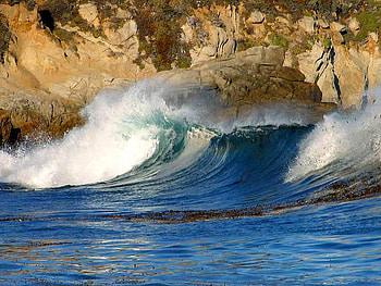 Pounding Surf, blue, waves, splash, rocks, ocean HD wallpaper