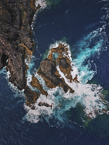 Nature, Sea, Waves, Rocks, View From Above, Coast HD phone wallpaper