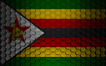 Zimbabwe flag, 3d hexagons texture, Zimbabwe, 3d texture, Zimbabwe 3d flag, metal texture, flag of Zimbabwe HD wallpaper