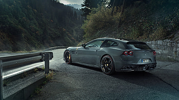 Novitec Rosso Ferrari GTC4Lusso, vehicles, cars, Rosso ferrari, ferrari, roads, gray cars HD wallpaper