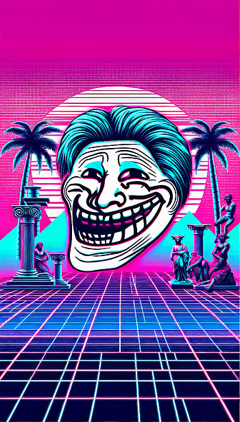 Retro Synthwave Troll Face, retro, Digital Art, meme, vaporwave HD phone wallpaper