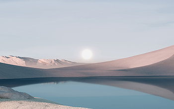 abstract nature landscape, , sun, lake, creative, nature minimalism, artwork, abstract landscapes HD wallpaper