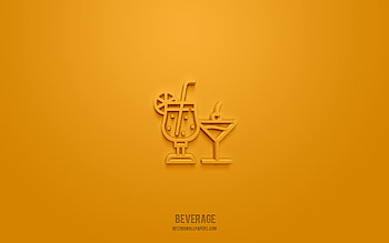 beverage 3d icon, yellow background, 3d symbols, beverage, drinks icons, 3d icons, beverage sign, drinks 3d icons HD wallpaper